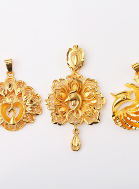 沙金孔雀凤凰吊坠滴流手串包挂项链毛衣链挂坠配饰diy首饰品挂件