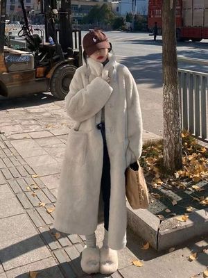 羊羔毛加厚长款仿皮草立领毛绒