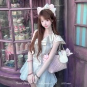 温柔米白条纹蝴蝶结海军领修身 BBING甜饼 夏日铃兰 背心连衣裙