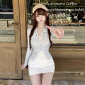 浅蓝少女水手领针织开衫 BBING甜饼 椰奶冰沙 &蝴蝶结针织吊带裙