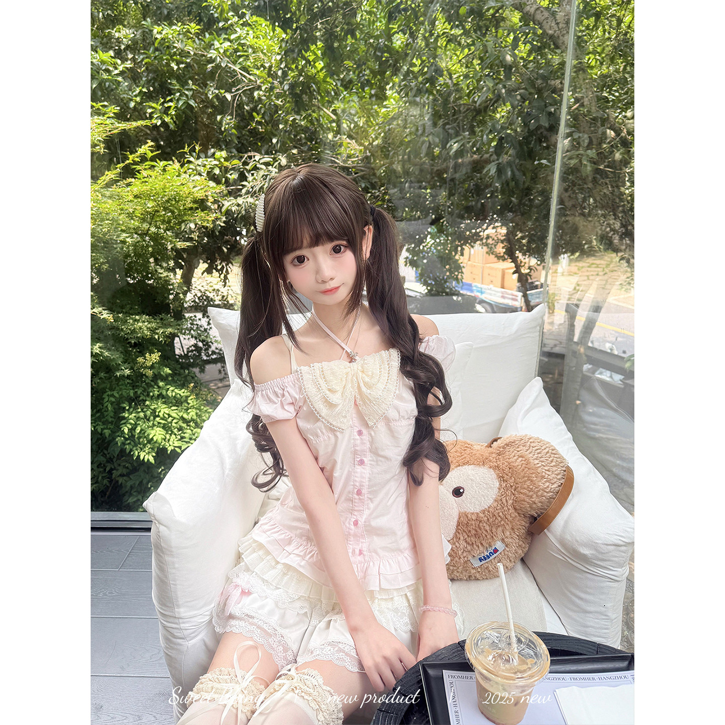 doll感纯欲泡泡袖衬衫吊带蛋糕裙图片