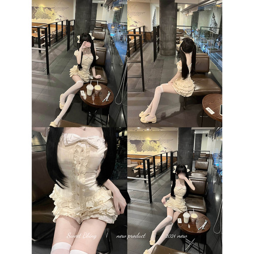 少女甜美显瘦蕾丝拼接短裙半身裙