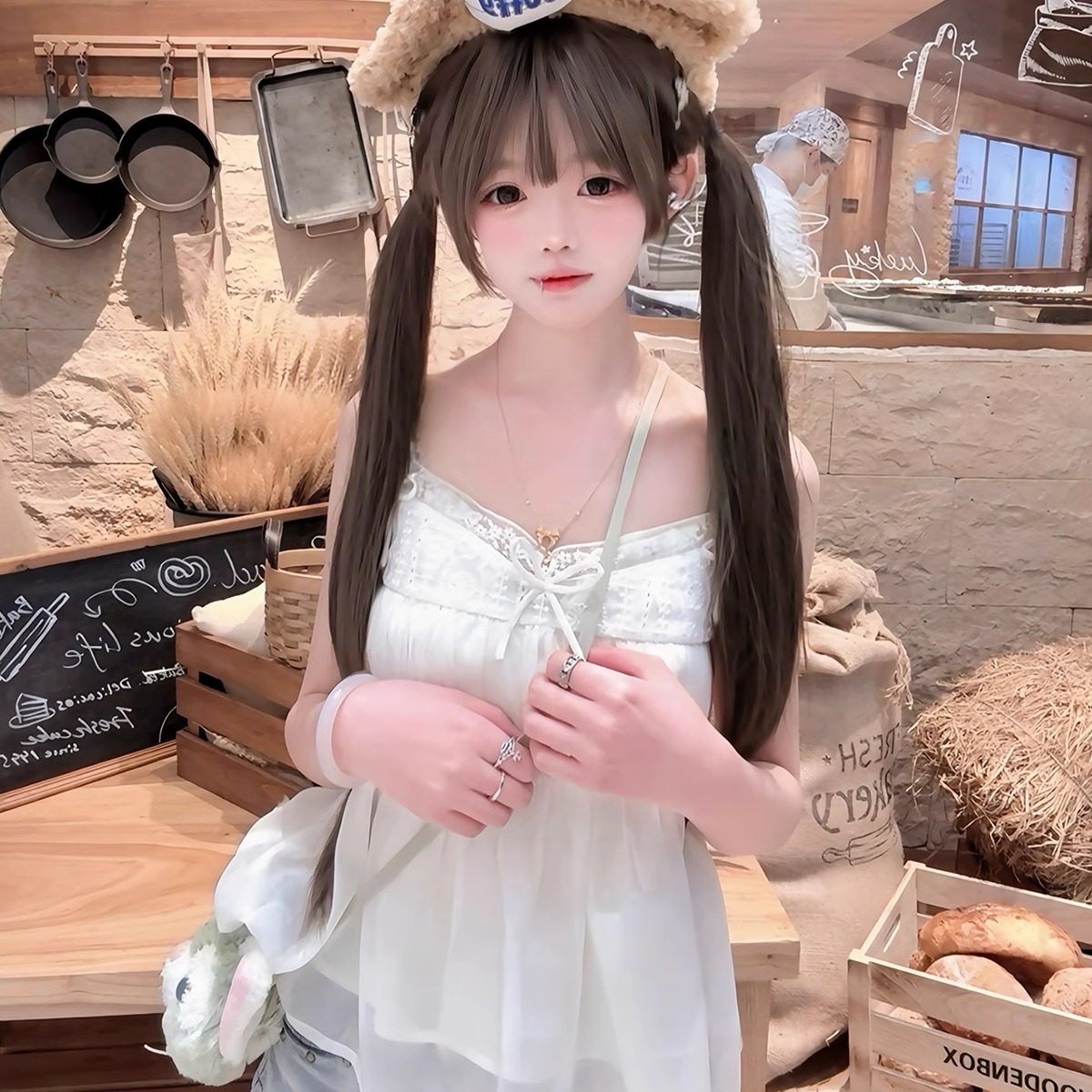 BBING甜饼 柔柔少女蕾丝拼接吊带背心蝴蝶结纯欲修身显瘦短款上衣,女装/女士精品,背心吊带,淘宝优惠券,粉丝福利购,淘宝优惠卷