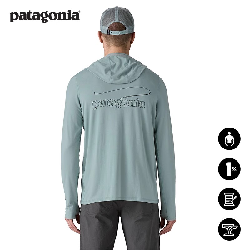patagonia男士飞钓防晒连帽衫