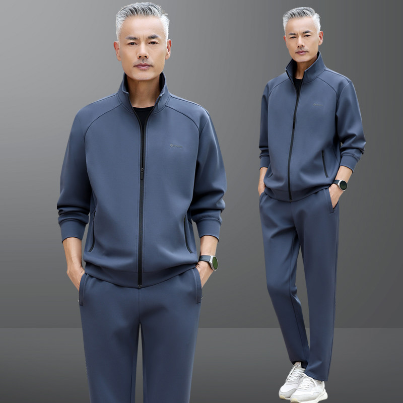 中老年运动套装男春秋季新款中年人爸爸春装休闲运动服男士三件套