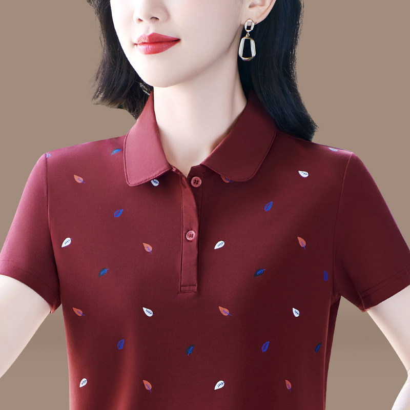 短袖t恤女宽松夏季新款韩版百搭大码中年妈妈上衣休闲运动polo衫