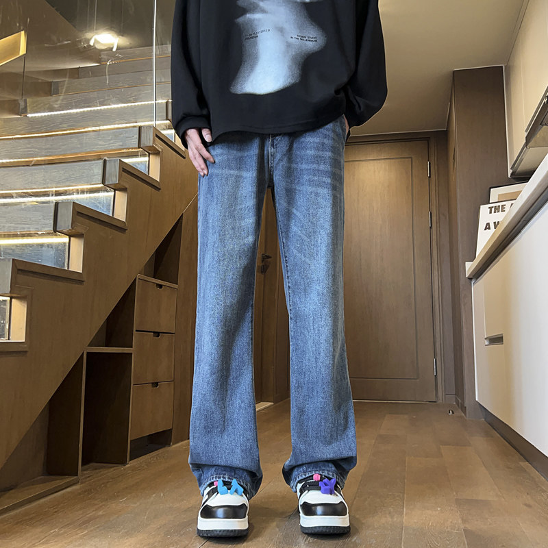 微喇复古牛仔裤男生时尚百搭宽松阔腿长裤子2025新款直筒休闲裤男