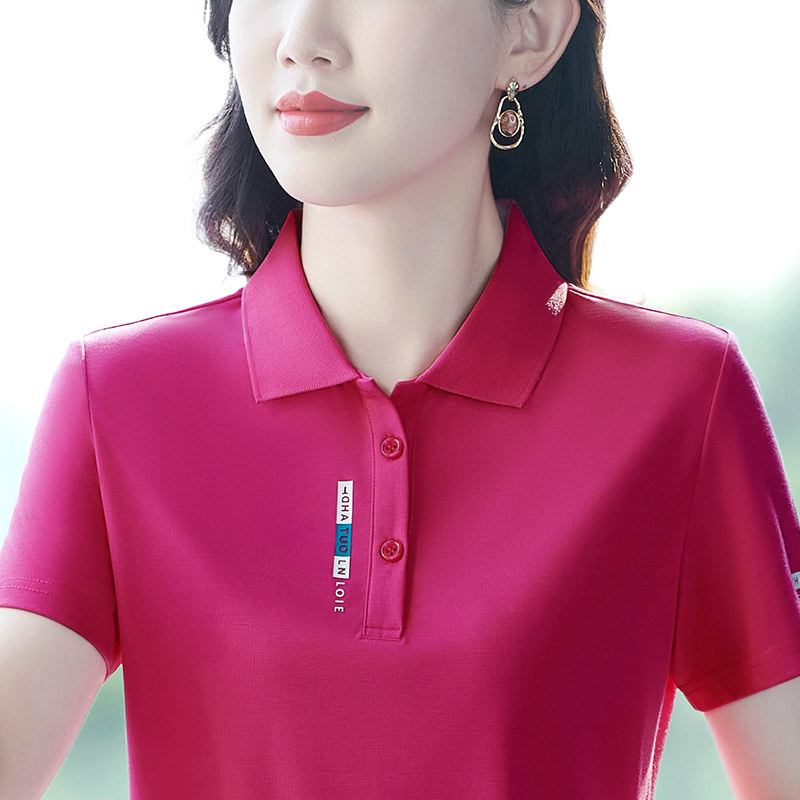中年女士短袖t恤女夏装新款品牌时尚夏季大码高端polo衫薄款别致