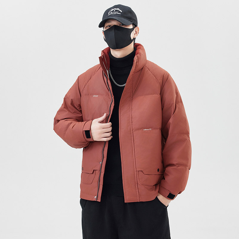 羽绒服男短款冬季立领2025新款白鸭绒加绒加厚高级感男士冬装外套