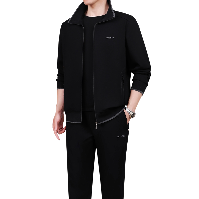 新款休闲运动服套装男春秋三件套