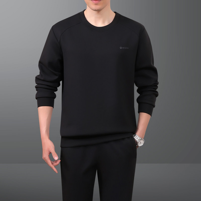 中老年运动服套装男士春秋季爸爸休闲服中年人男装套头卫衣两件套
