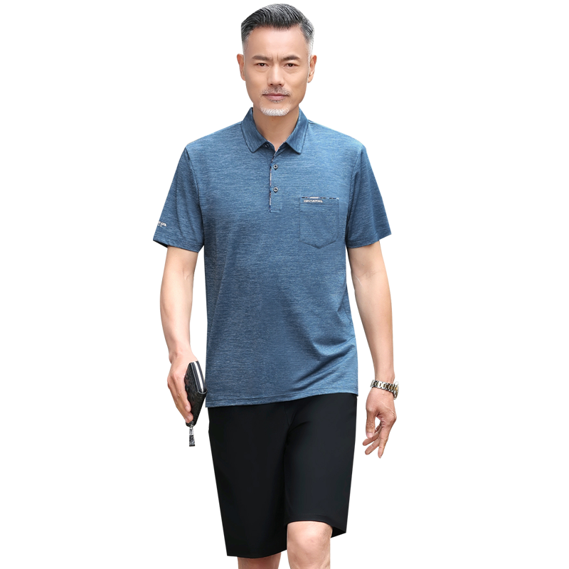 爸爸夏装短袖中老年休闲薄