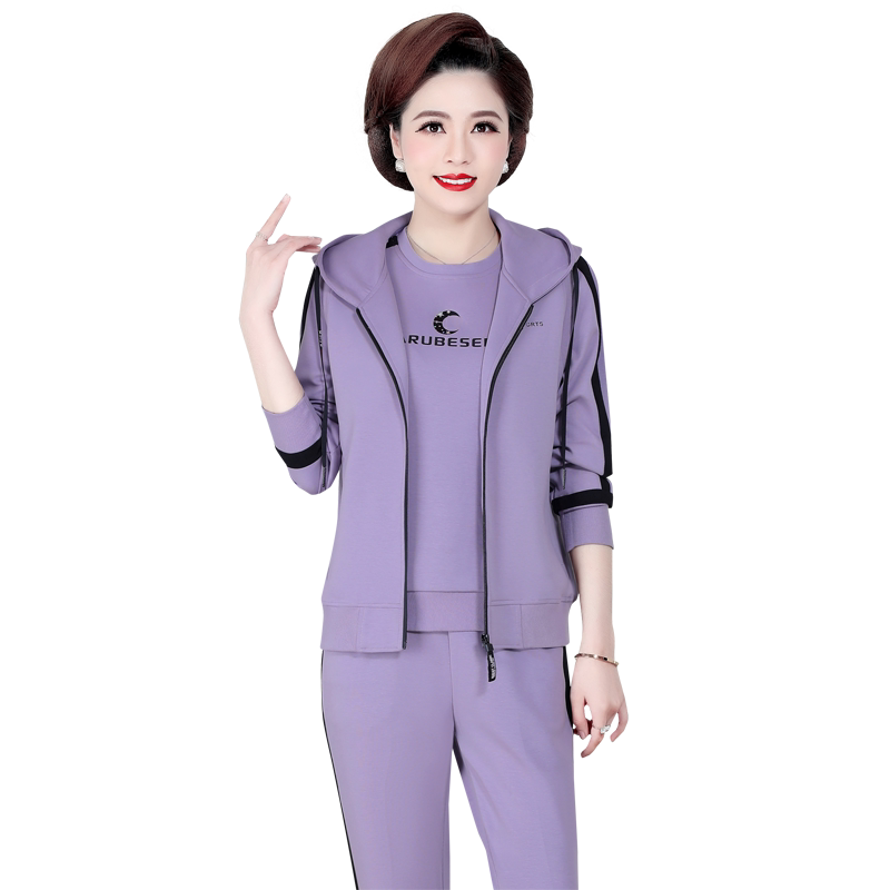 中年妈妈春装长袖卫衣外套