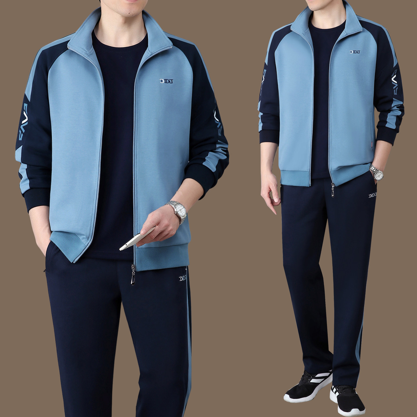 中老年运动套装男春秋季新款爸爸装中年男士高端休闲运动服三件套