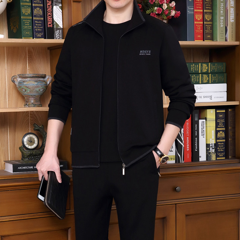 中老年运动套装男装春秋季两件套爸爸春装休闲宽松中年男士运动服