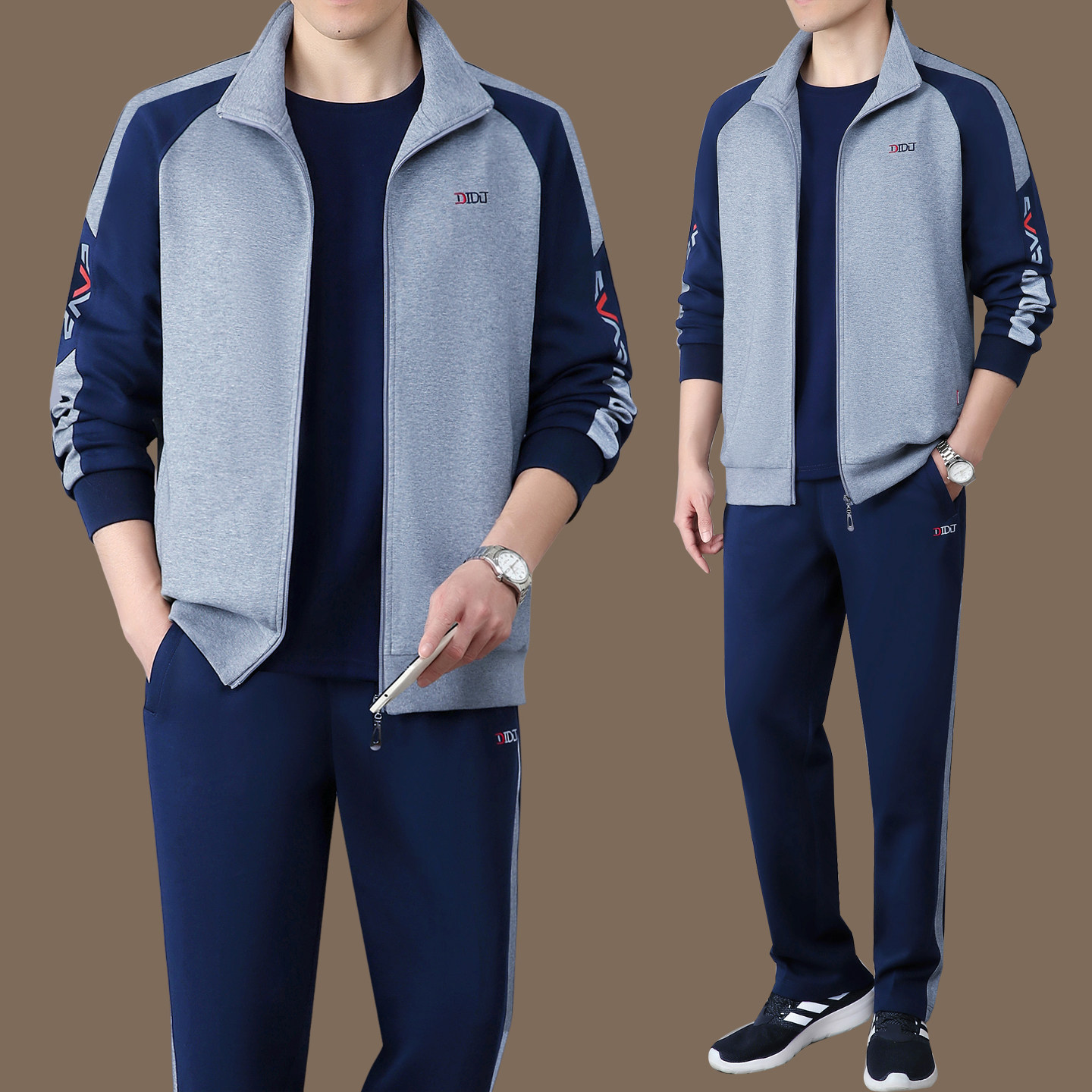 爸爸运动套装2026春秋季男士中老年跑步休闲运动服宽松长袖三件套