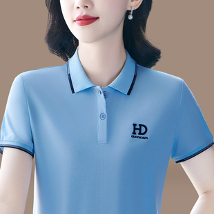 翻领短袖T恤女士2025年新款时尚POLO衫高级感洋气宽松休闲上衣