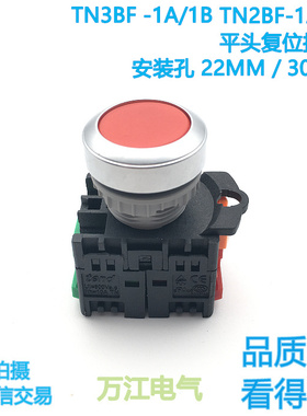 TN2BF-1A/1B 平头按钮 启动 复位开关 一开一闭 TN3BF  22mm 30mm