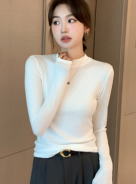 莫代尔白色打底衫女内搭早秋2026新款秋冬季长袖时尚洋气时髦上衣