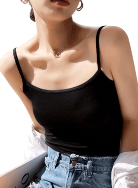 莫代尔白色小吊带背心