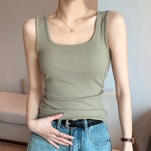 宽肩方领小吊带背心女内搭夏季2026新款螺纹工字春秋外穿打底上衣
