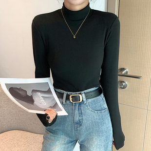 加绒加厚百搭保暖上衣 2023年新款 半高领微丽绒打底衫 女内搭秋冬季