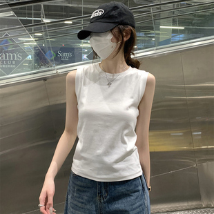 纯棉打底上衣 外穿坎肩遮副乳无袖 白色吊带背心女夏季 内搭2026新款