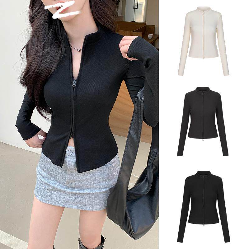 醉梓菡美式立领双拉链短外套