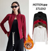 羊羔绒立领短外套女秋冬季 外穿2024新款 加绒加厚拉链保暖瑜伽上衣