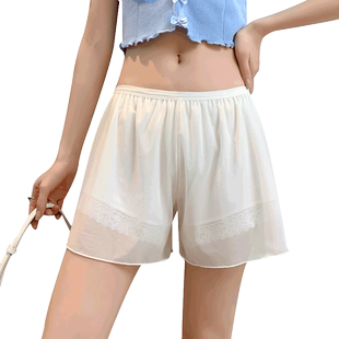 白色隔层安全裤女防走光打底裤裙夏薄款宽松双层遮挡三角区保险裤