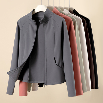 立领短外套女秋冬外穿2024新款修身加绒加厚女士保暖运动瑜伽外套