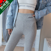 保暖棉裤 灰色螺纹羊羔绒打底裤 春秋冬高腰秋裤 2023新款 女外穿薄款