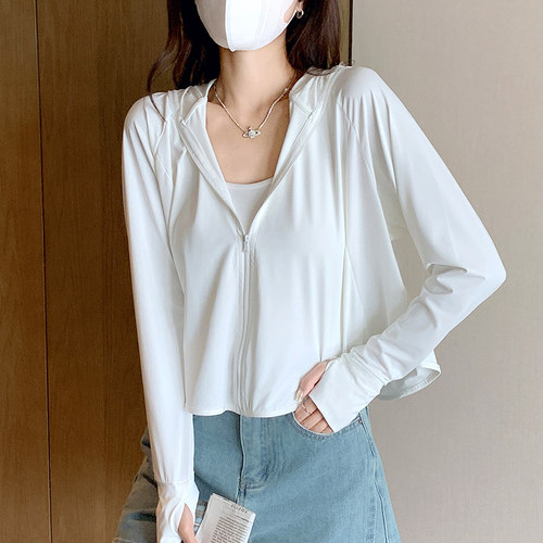 原纱型防晒衣女款夏季2026新款宽松防紫外线冰丝凉感防晒服短外套