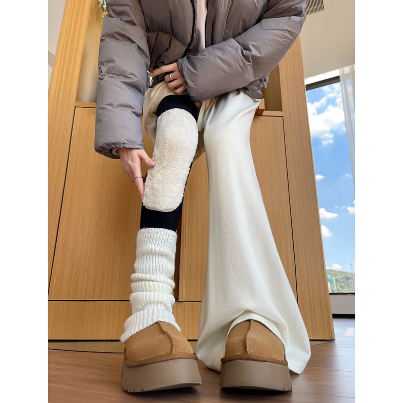 羊羔绒护膝护腰打底裤女2025冬季新款加绒加厚高腰抗寒保暖毛秋裤