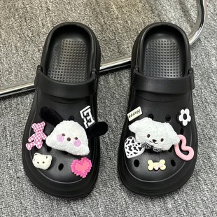 卡通防滑可爱包头凉 日式 eva洞洞鞋 女夏季 外穿厚底增高踩屎感拖鞋