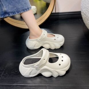 韩式 EVA增高7CM厚底洞洞鞋 女夏超火外穿玛丽珍包头沙滩花园鞋 凉鞋