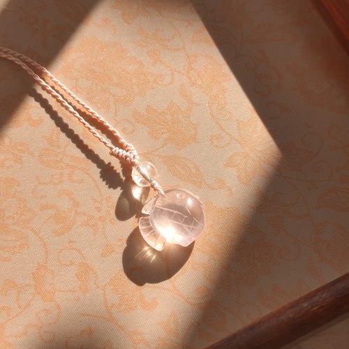 【梦鱼】天然粉玛瑙清透简约风可调节项链新中式汉服配饰孤品