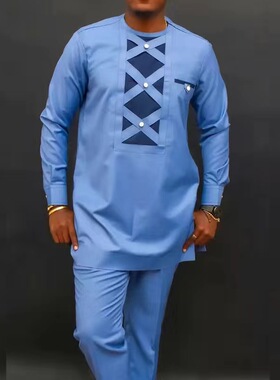 阿拉伯非洲风男士休闲套装African Men's Fashion 2 Pieces Suits