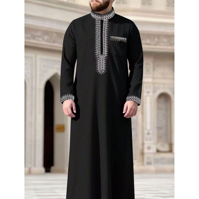 穆斯林中东男士长袍刺绣非洲民族服饰宽松摩洛哥男礼拜服长款长袍