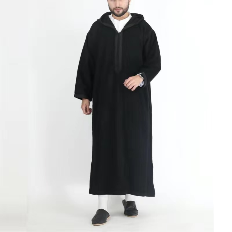 Muslim Arabic Men Casual Embroidered Clothing非洲连帽男长袍