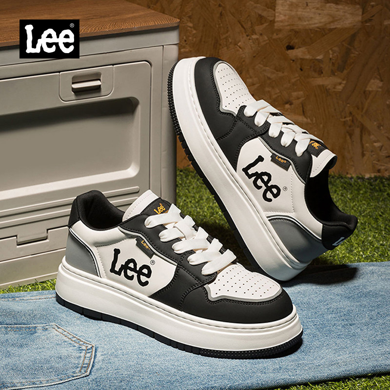 Lee春季透气男鞋潮牌厚底增高板鞋男款2026新款百搭休闲男生鞋子