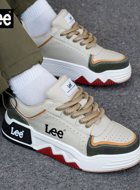 Lee男鞋春秋款2026新款休闲运动板鞋男款厚底增高面包鞋复古鞋子
