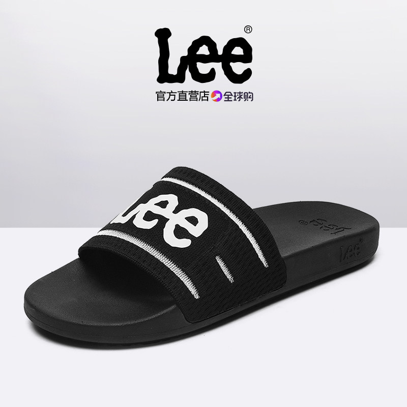 Lee简约针织面一字拖男图片