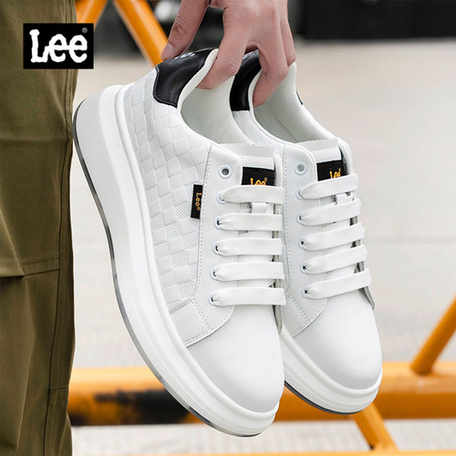 Lee棋盘格黑尾厚底小白鞋
