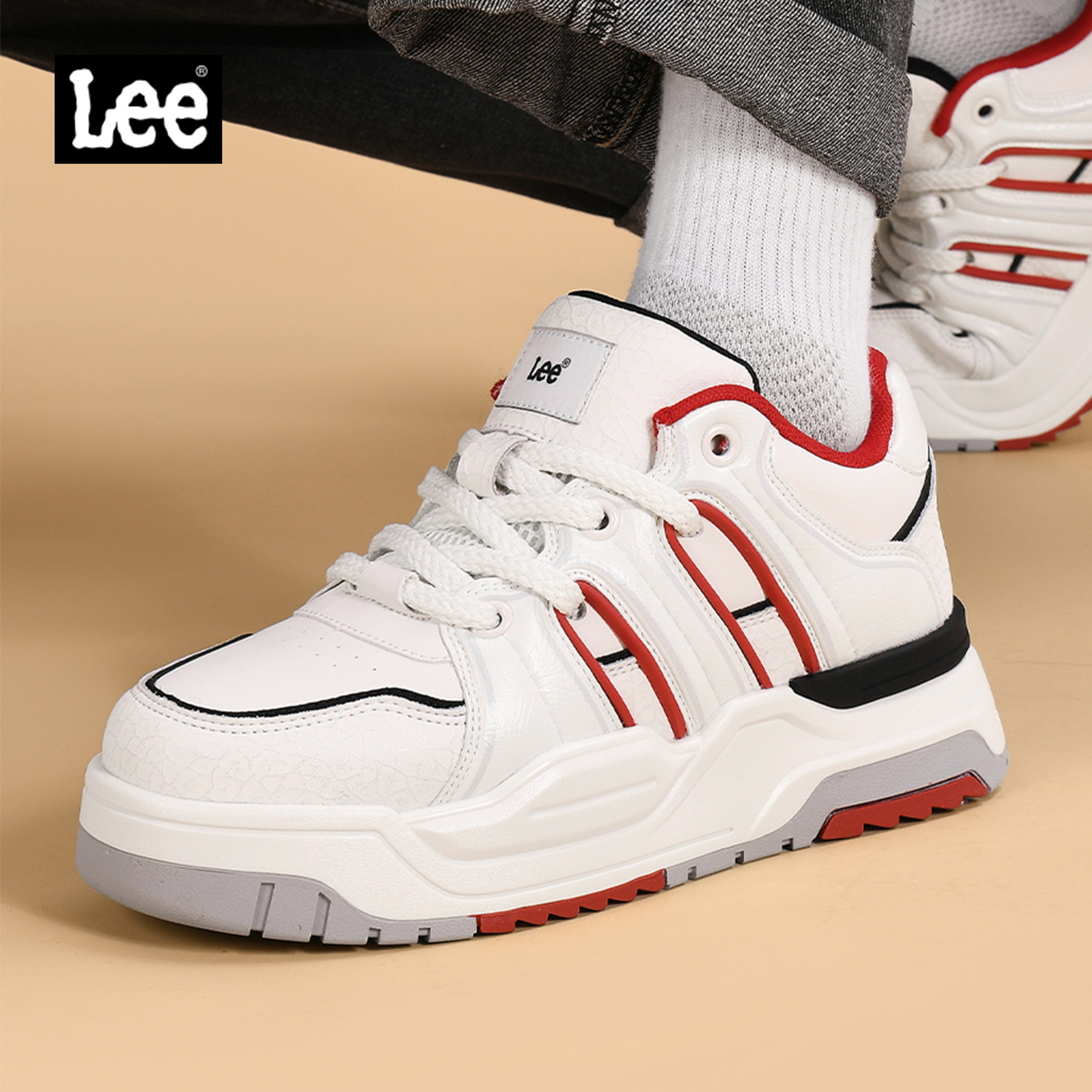 Lee厚底增高休闲面包鞋男