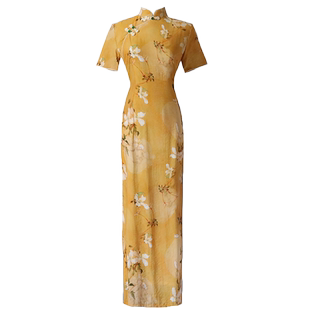 黄色旗袍2024年新款复古气质改良连衣裙日常送考高考年轻款少女夏