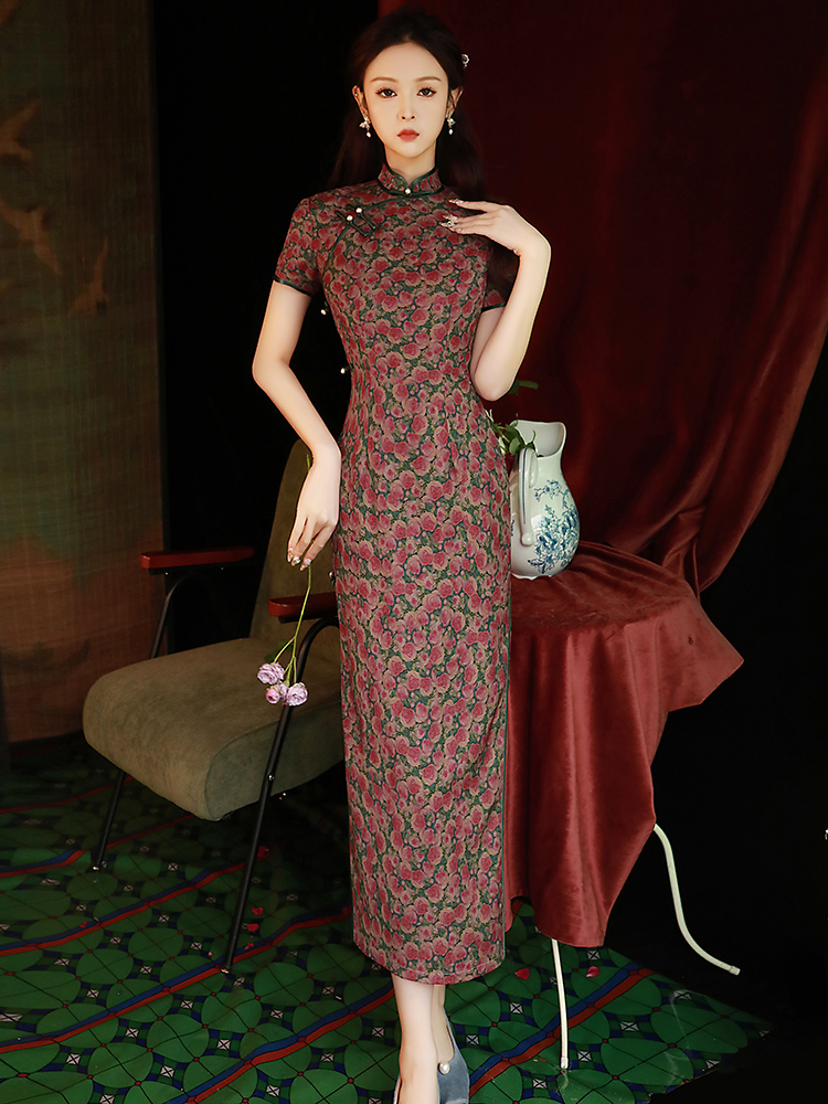 旗袍2024新款改良高端复古民国风女装日常可穿高贵气质长款连衣裙