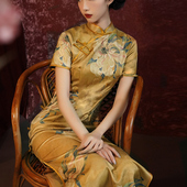 黄色旗袍2025新款 连衣裙 女改良高考送考旗开得胜日常可穿素雅长款