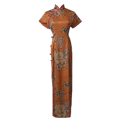 黄色旗袍2022年新款改良