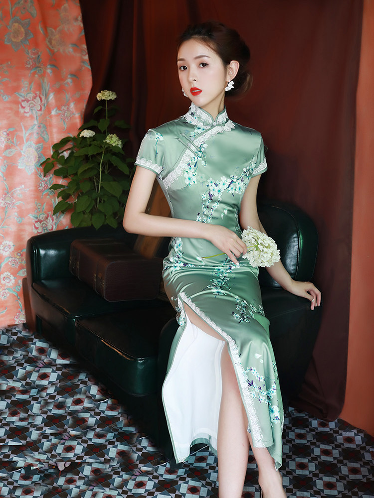 改良旗袍2022年新款日常年轻款少女复古中国风老上海气质性感长款